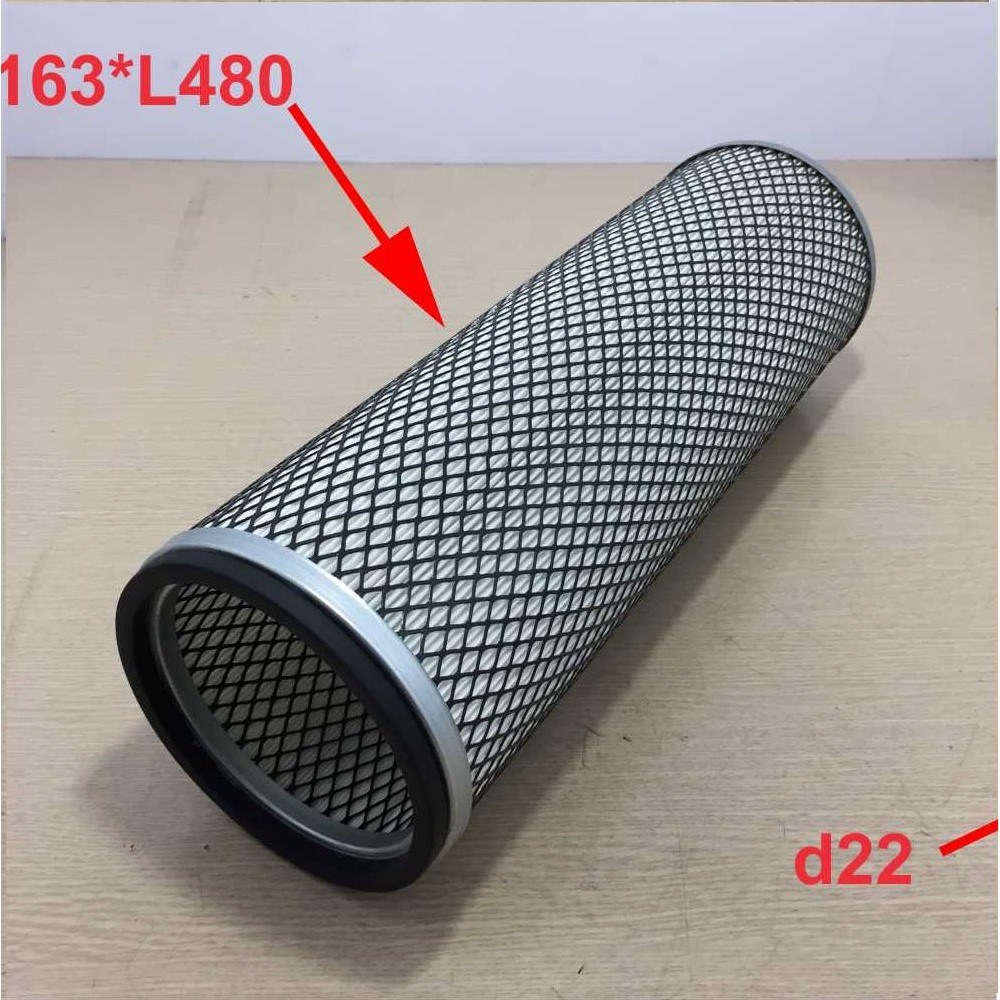 Lọc gió động cơ xe tải, xe ben Dongfeng, Shacman. Mã lọc YK2850-937-F/A-2850-AB, kích thước 280*500, có ruột đáy sâu.