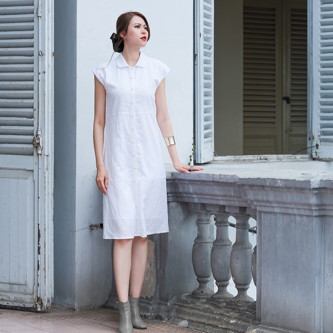 Đầm Vintage Linen Đầm suông đầm linen Thời trang thiết kế Hity DRE133
