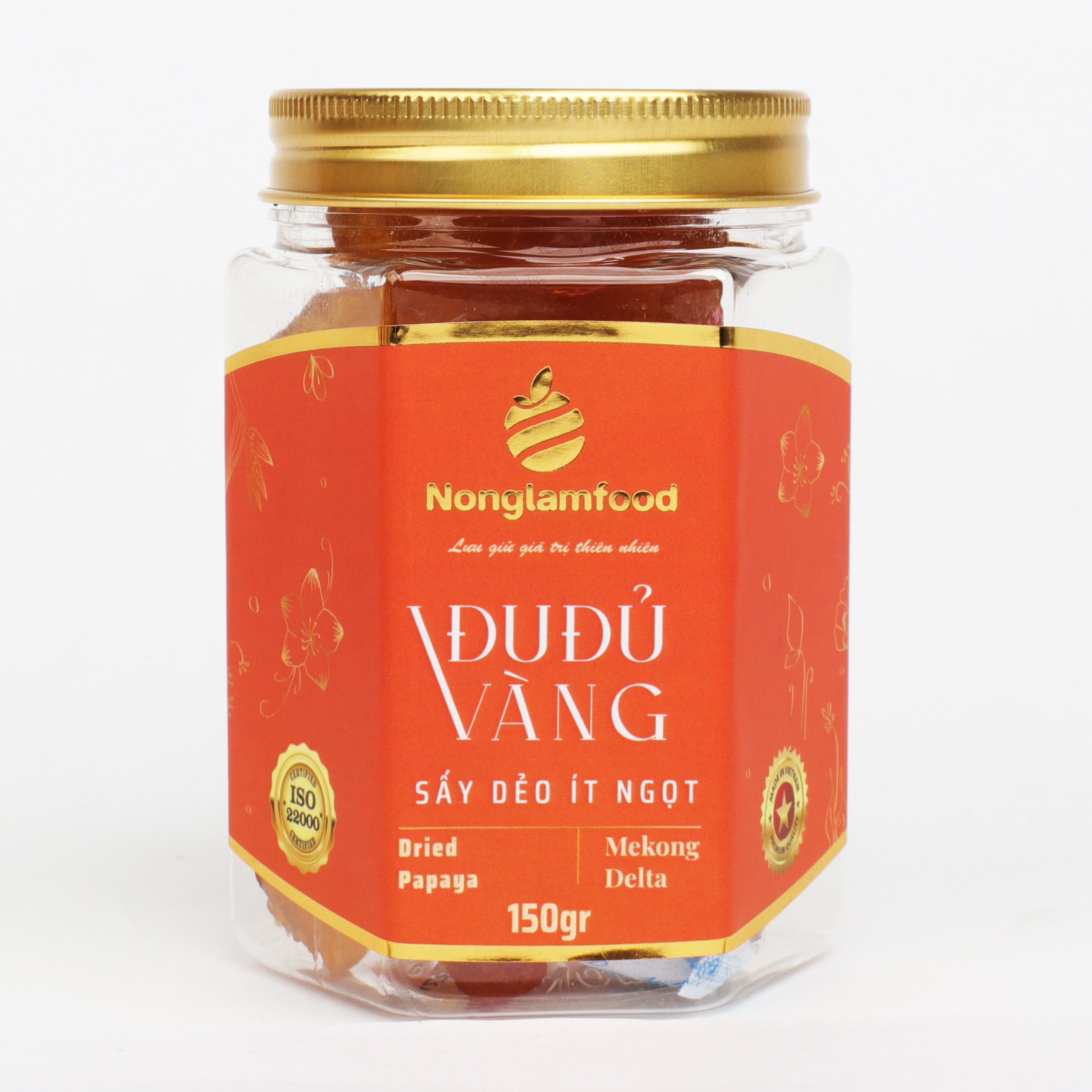 Đu đủ sấy dẻo thượng hạng Nonglamfood hũ 150g | Quà tặng cao cấp Xuân Giáp Thìn cho người thân, bạn bè, doanh nghiệp