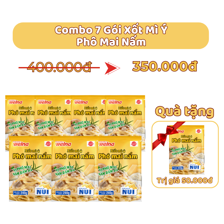 [Tặng 1 Gói] Combo 7 Gói Xốt Hương Vị Phô Mai Nấm - Nisshin Seifun Welna Shop