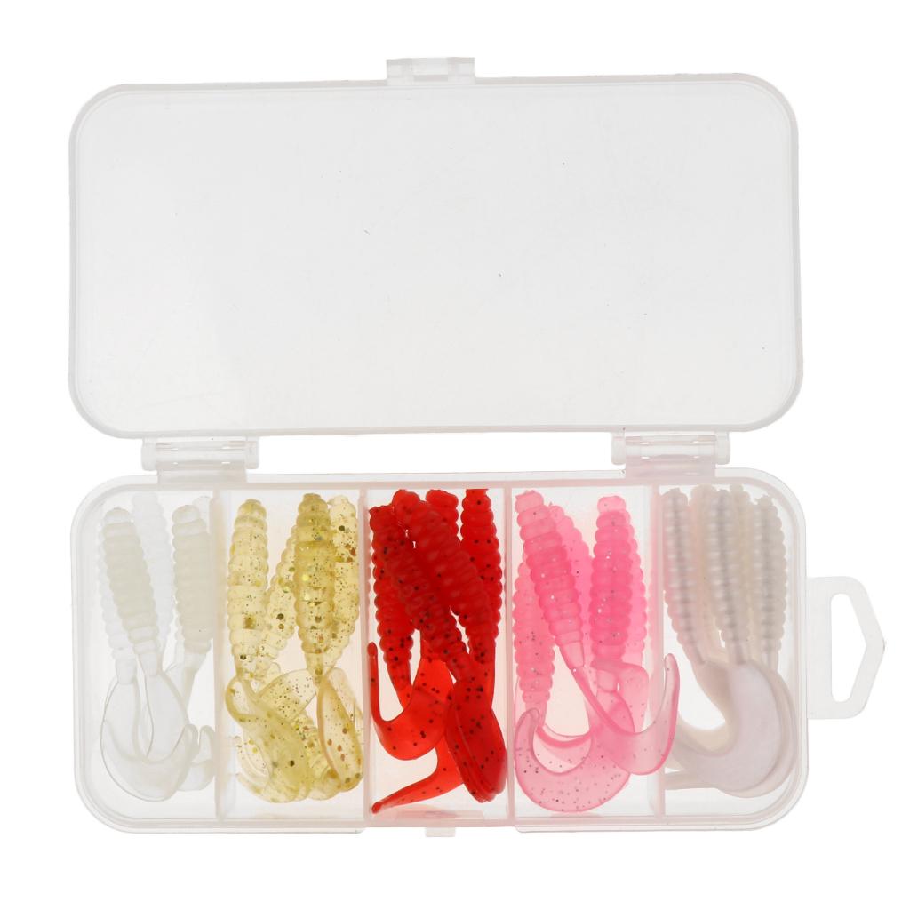 25pcs  Soft Worm Fishing Lures Set Artificial Bait Shad Swimbait