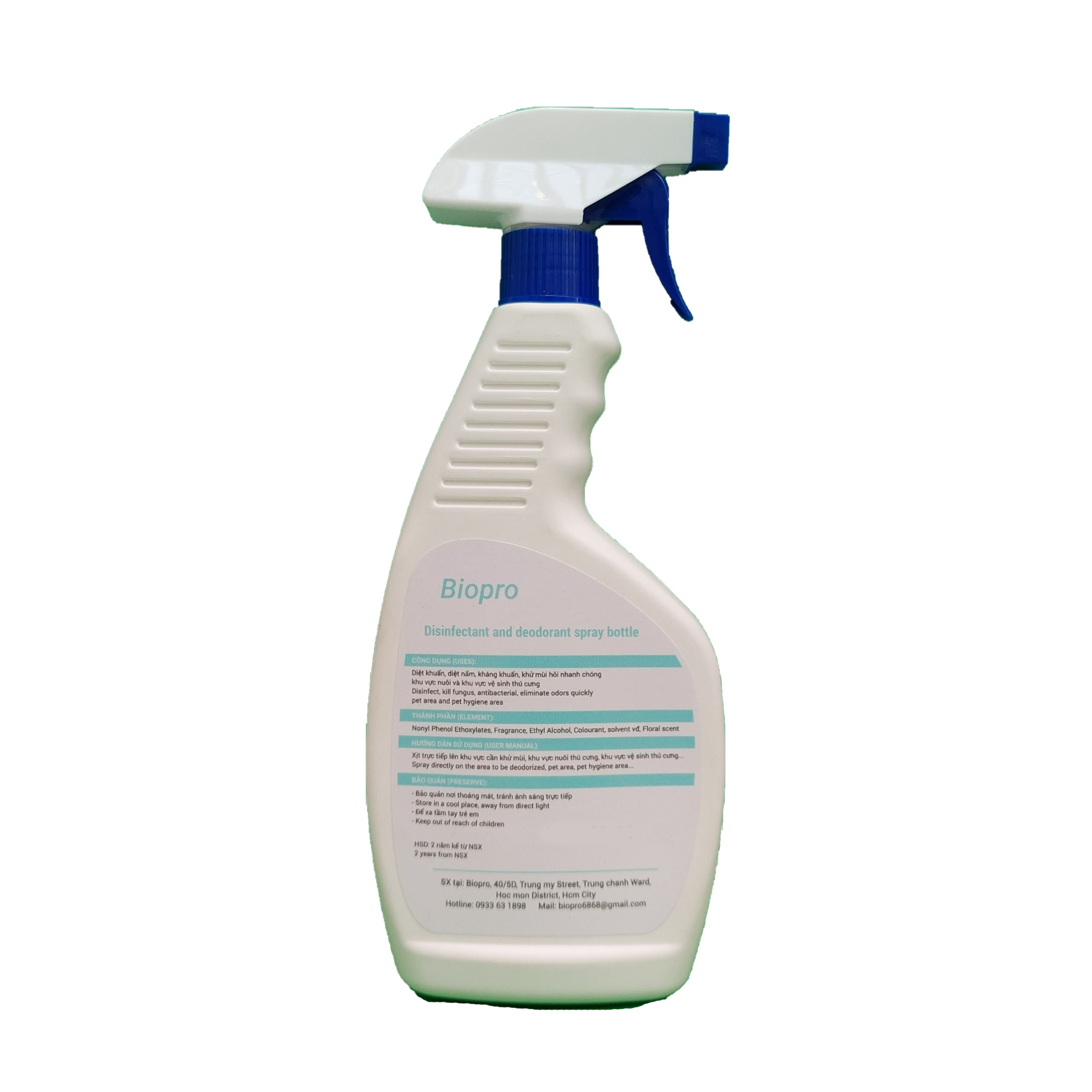 Chai xịt Khử mùi Diệt khuẩn Biopro Chai 500ml Giúp khử mùi hôi, diệt khuẩn khu vực nuôi, khu vực vệ sinh thú cưng