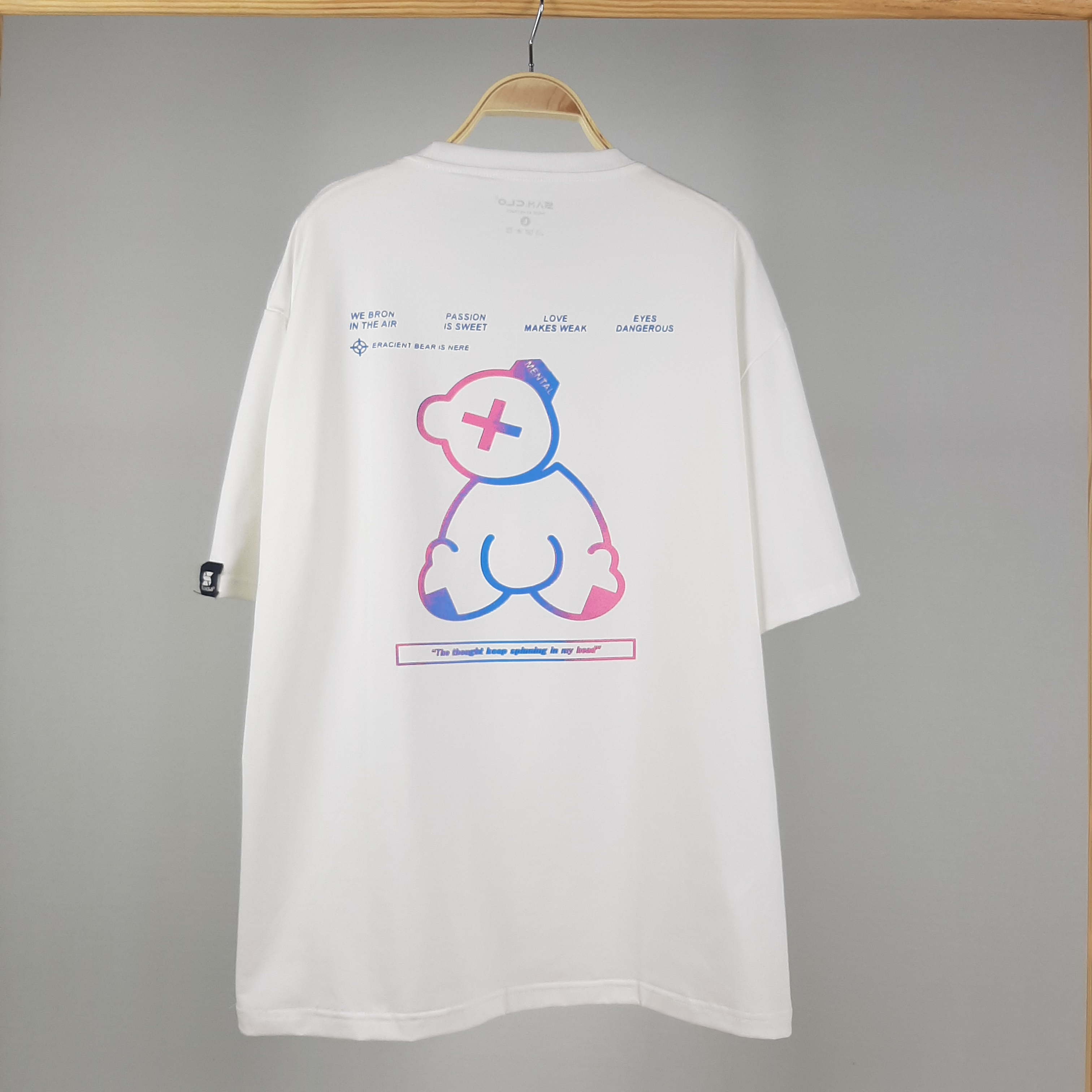 Áo thun nam nữ tay lỡ SAM CLO form rộng Unisex, mặc cặp, nhóm, chữ X - GẤU 80% cotton