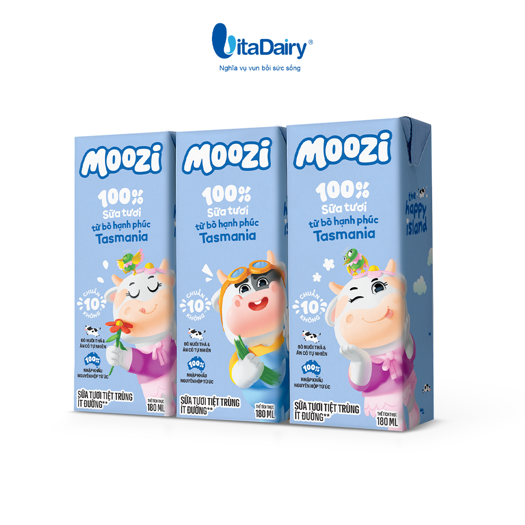 Thùng sữa Moozi ít đường 180ml ( 24 hộp x 180ml)