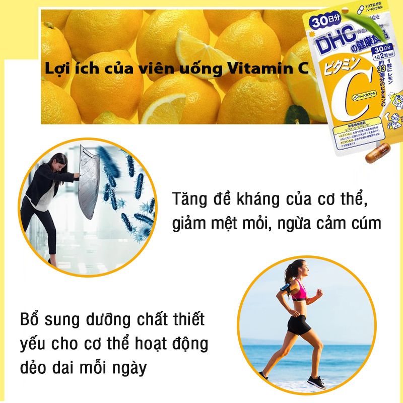 Combo Giảm nóng trong - Trắng da (Viên uống DHC Nhật Bản Rau củ và Vitamin C) Thực phẩm chức năng gói 30 ngày JN-DHC-CB9