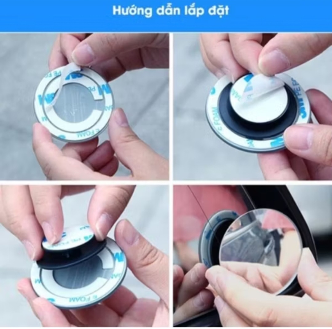 BỘ 2 CÁI GƯƠNG CẦU LỒI MINI GẮN Ô TÔ GIÚP QUAN SÁT ĐIỂM MÙ KHUẤT AN TOÀN