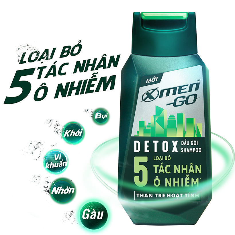 Dầu gội X-Men Go DETOX Than Tre Hoạt Tính 370G