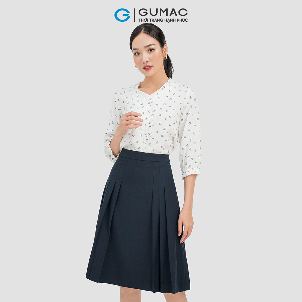 Chân váy nữa GUMAC VC07054 , Chân váy dáng xòe dáng A xếp ly xinh xắn