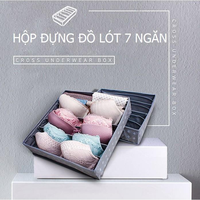 Hộp Đựng Đồ Lót Gấp Gọn 7 Ngăn Morning House- Form Vải Đứng, Gấp Gọn Dễ Dàng, Sắp Xếp Các Loại Tất, Đồ Lót Rất Gọn