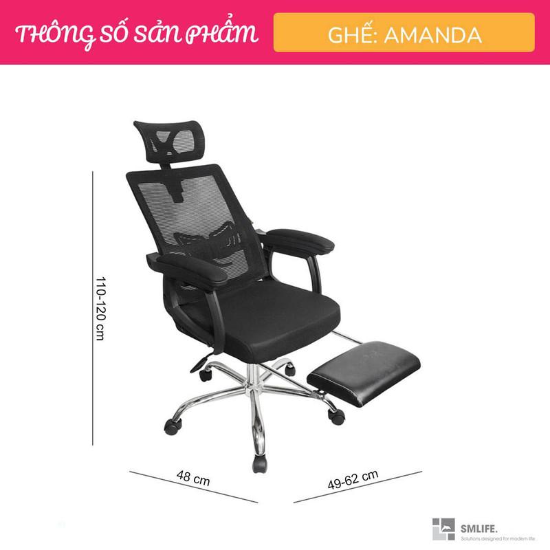 Ghế văn phòng chân xoay ngã lưng SMLIFE Amanda