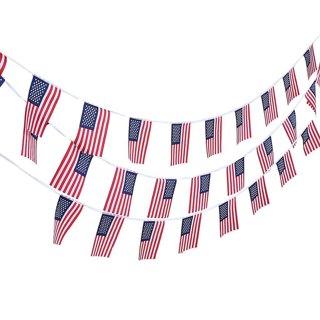 3X 10m American 30Pcs US Flag String Bunting Banner Garland Outdoor Decor