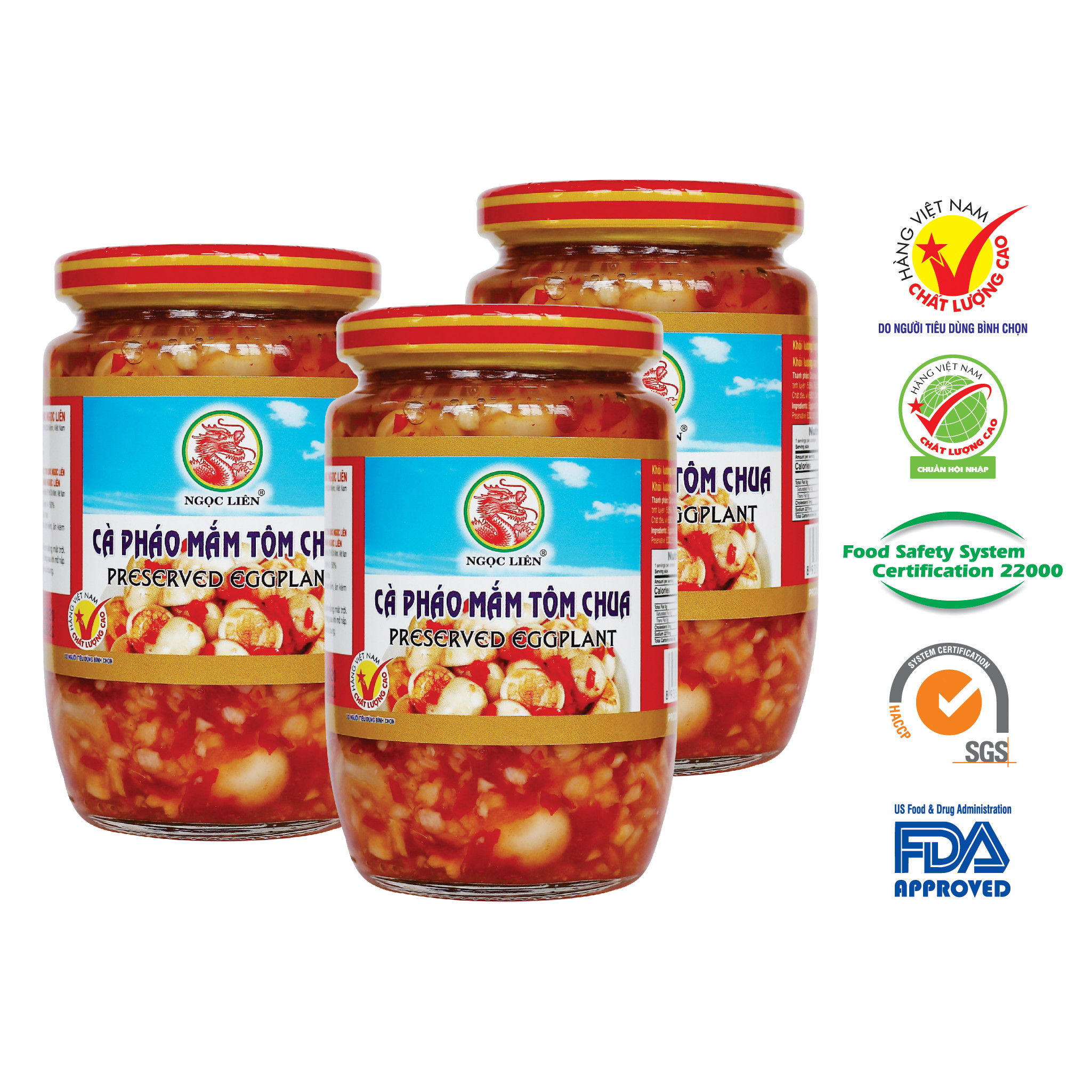 3 Hũ Cà Pháo Mắm Tôm Chua 400g Ngọc Liên