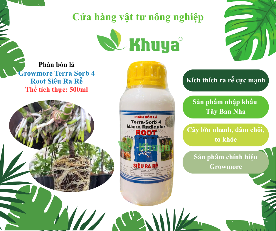 Phân bón lá Growmore Terra Sorb 4 Root Siêu Ra Rễ chai 500ml