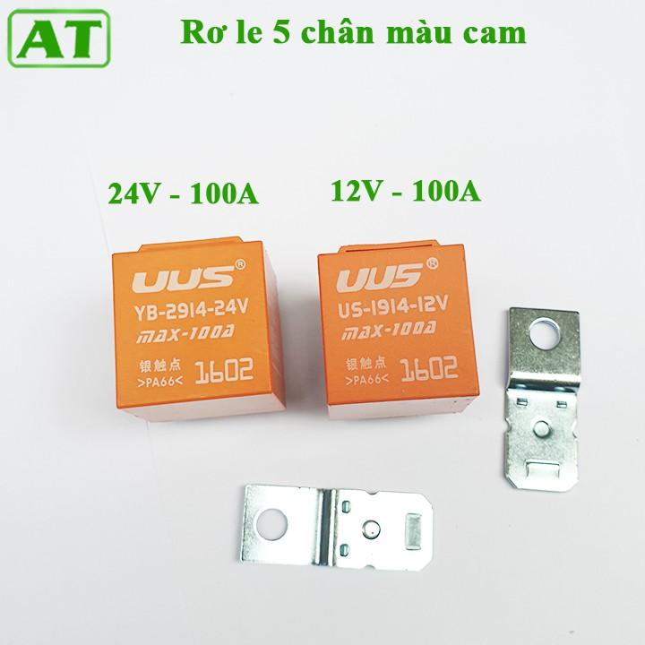 Relay, Rơ Le 5 Chân 12V hoặc 24V 100A Màu Cam Loại 1