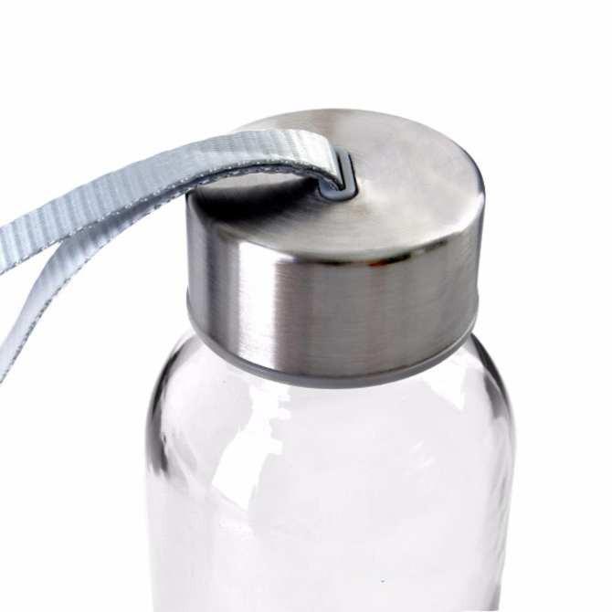 Bình nước thủy tinh 500ml có dây xách, chai đựng nước thủy tinh nắp nhôm có dây đeo tiện lợi