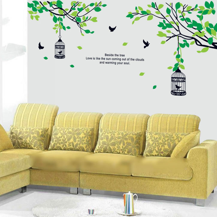 Decal dán tường cành cây và lồng chim AY9045 framedecals