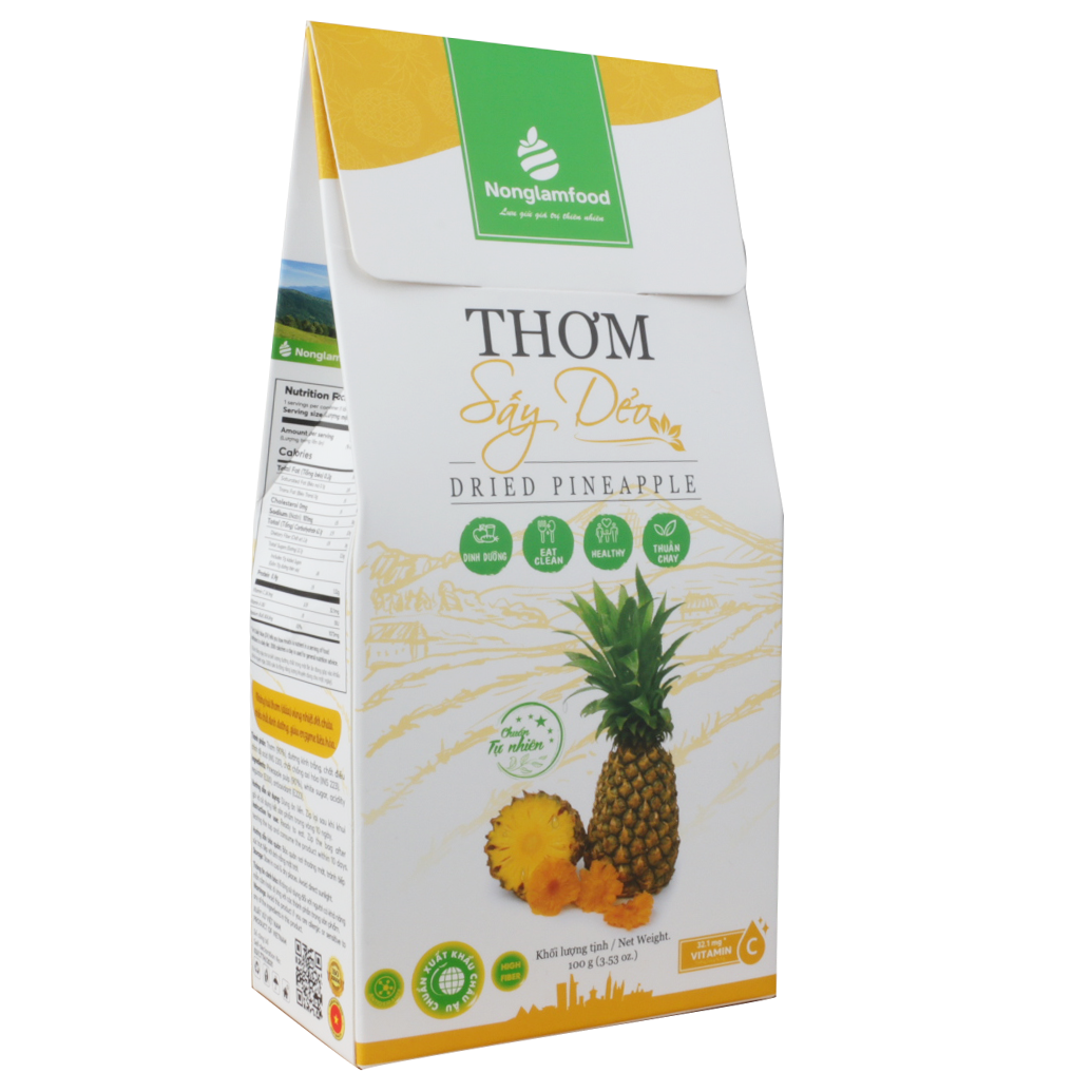 Combo 10 hộp Thơm sấy dẻo ít đường thượng hạng Nonglamfood hộp100g | Ăn vặt tốt cho sức khỏe | Healthy Snack