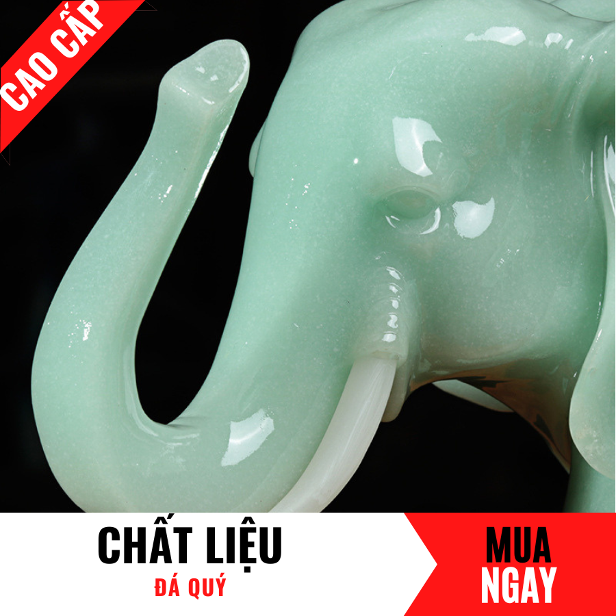 Tượng Voi Trang Trí Phong Thủy Bằng Đá Băng Ngọc Cao 20cm