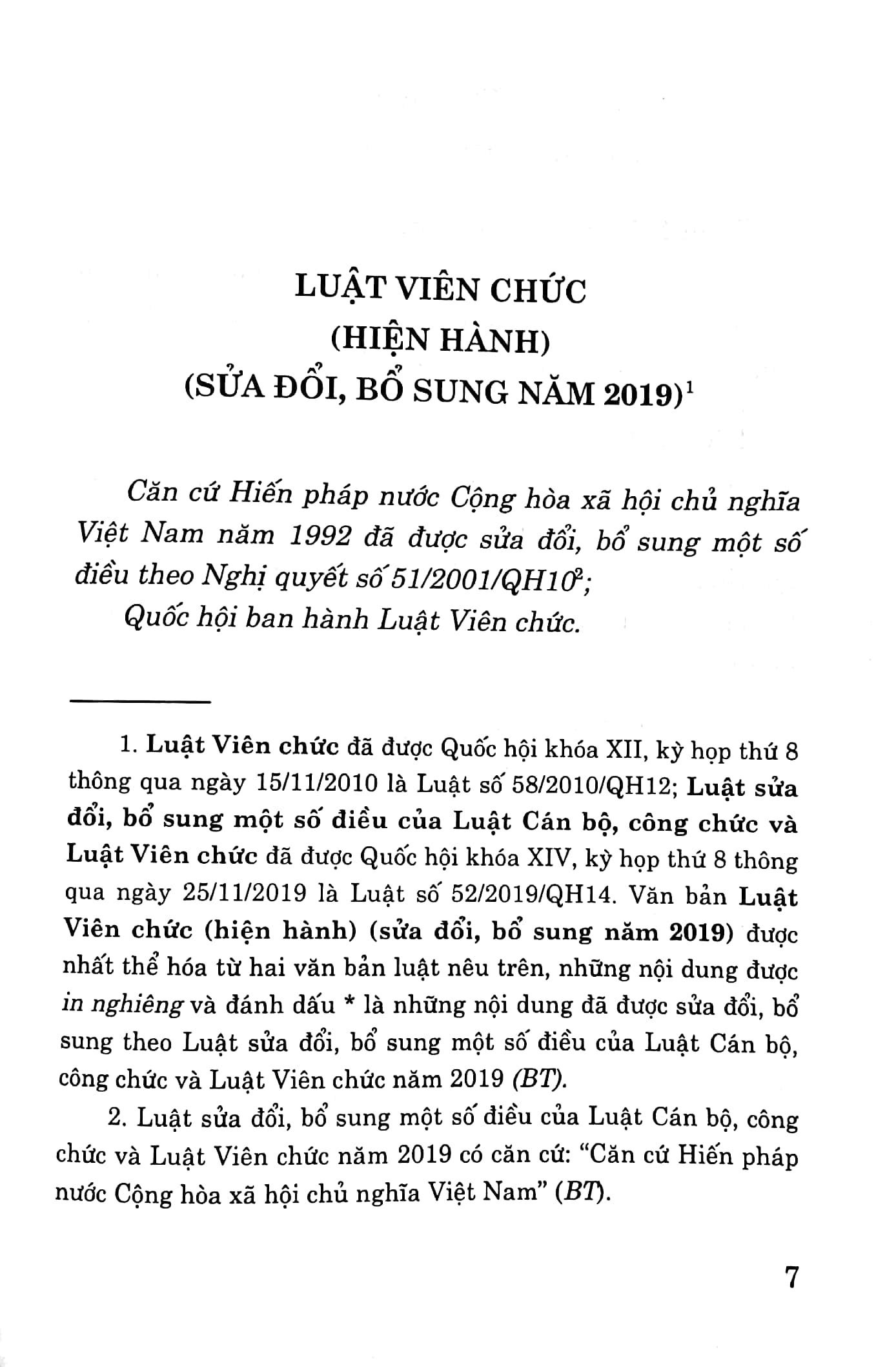 Luật Viên Chức (Hiện Hành) (Sửa Đổi, Bổ Sung Năm 2019)