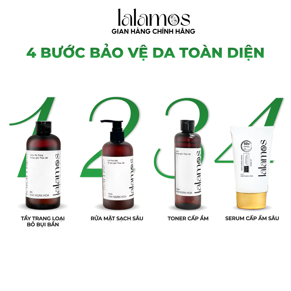 Kem Chống Nắng Lalamos Nhụy Kim Ngân Hoa Nâng Tone SPF 50+ PA++++ 50ml