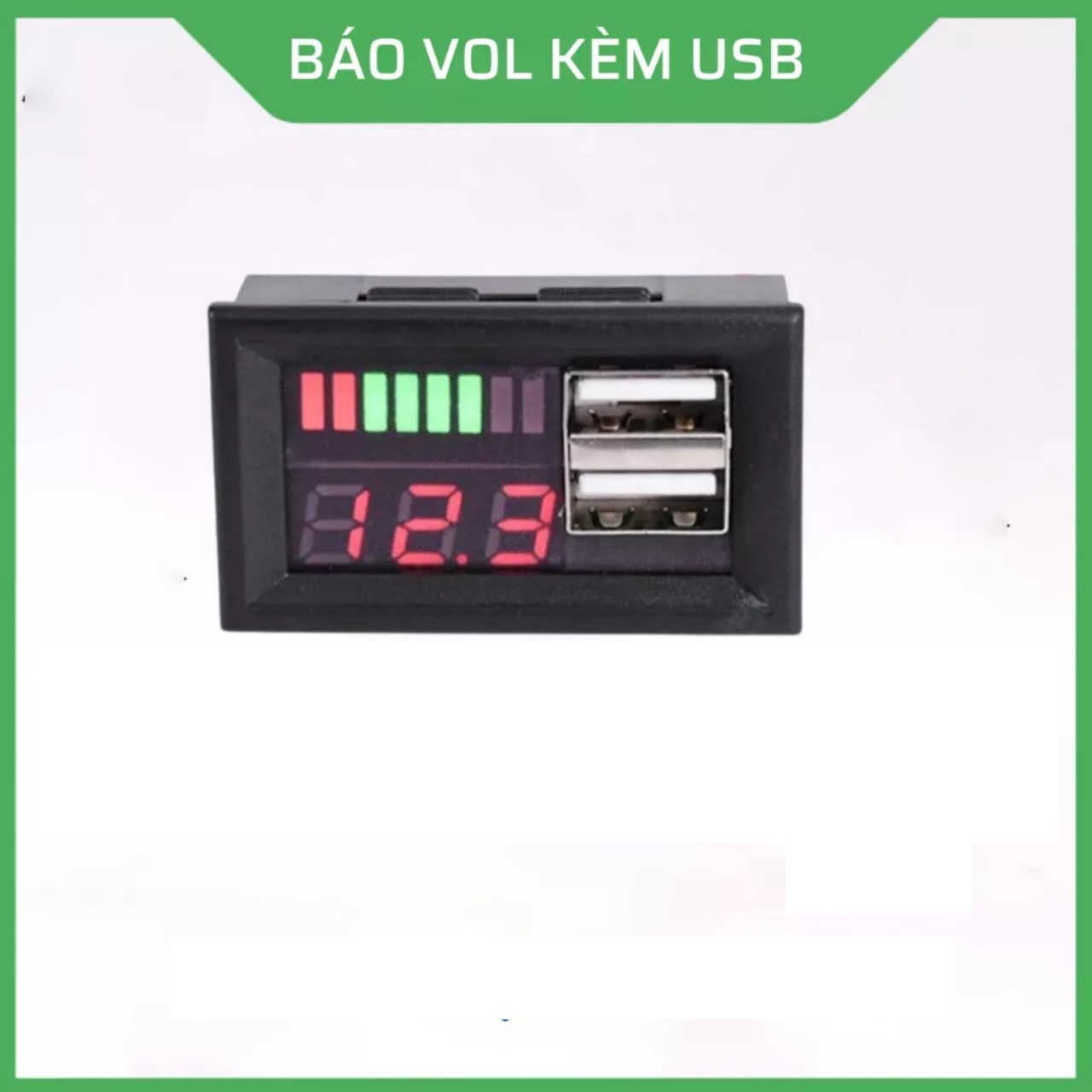 Đồng hồ báo vôn ắc quy kèm sạc USB lắp ô tô xe máy 12v loại tốt