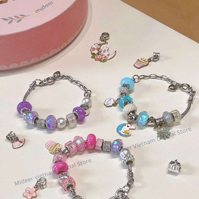 Đồ chơi tự kết vòng tay kèm charm lắc tay Mideer Girls Power Lacing Beads Fantastic Garden Hộp quà tặng