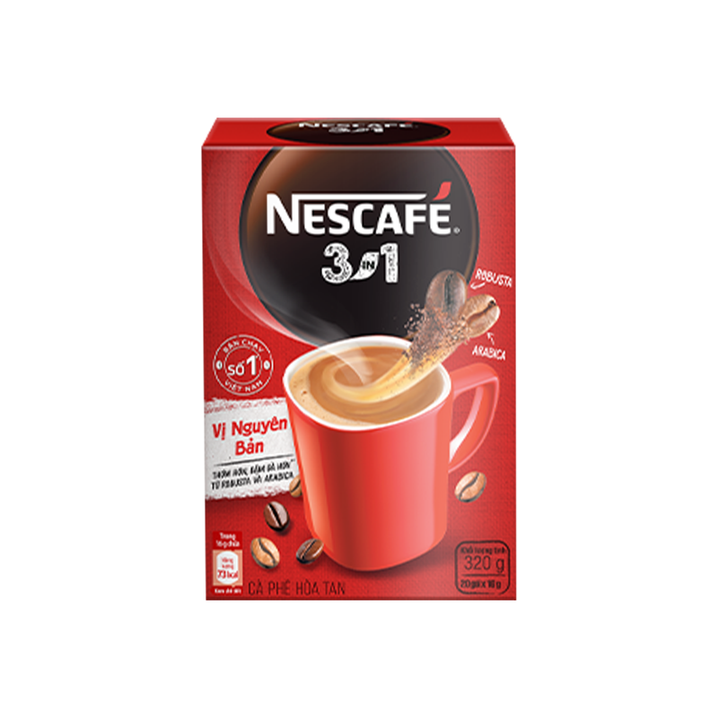 Cà phê hoà tan NESCAFÉ 3IN1 VỊ NGUYÊN BẢN - công thức cải tiến - COMBO 3 hộp x 20 gói - [TẶNG 4 HỘP NHỰA INOCHI 750ml &amp; 1000ml]