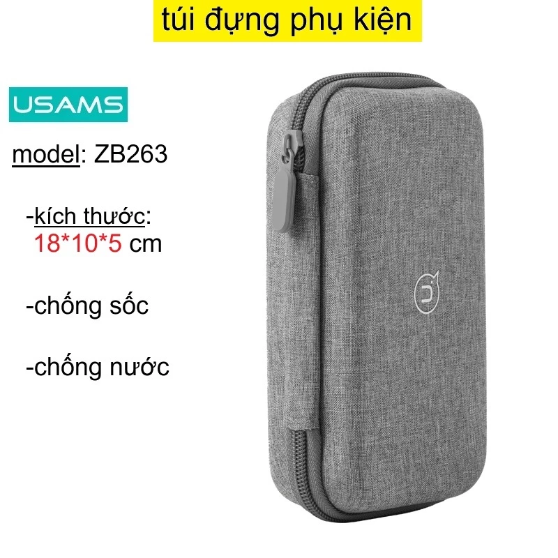 Túi đựng phụ kiện điện thoại chống sốc chống nước USams Portable Storage Bag ZB263 _ Hàng chính hãng