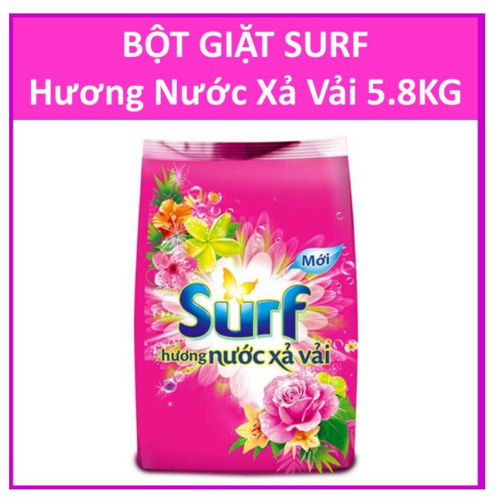 Bột giặt Surf Hương nước xả vải (Hồng) Gói lớn 5.8kg