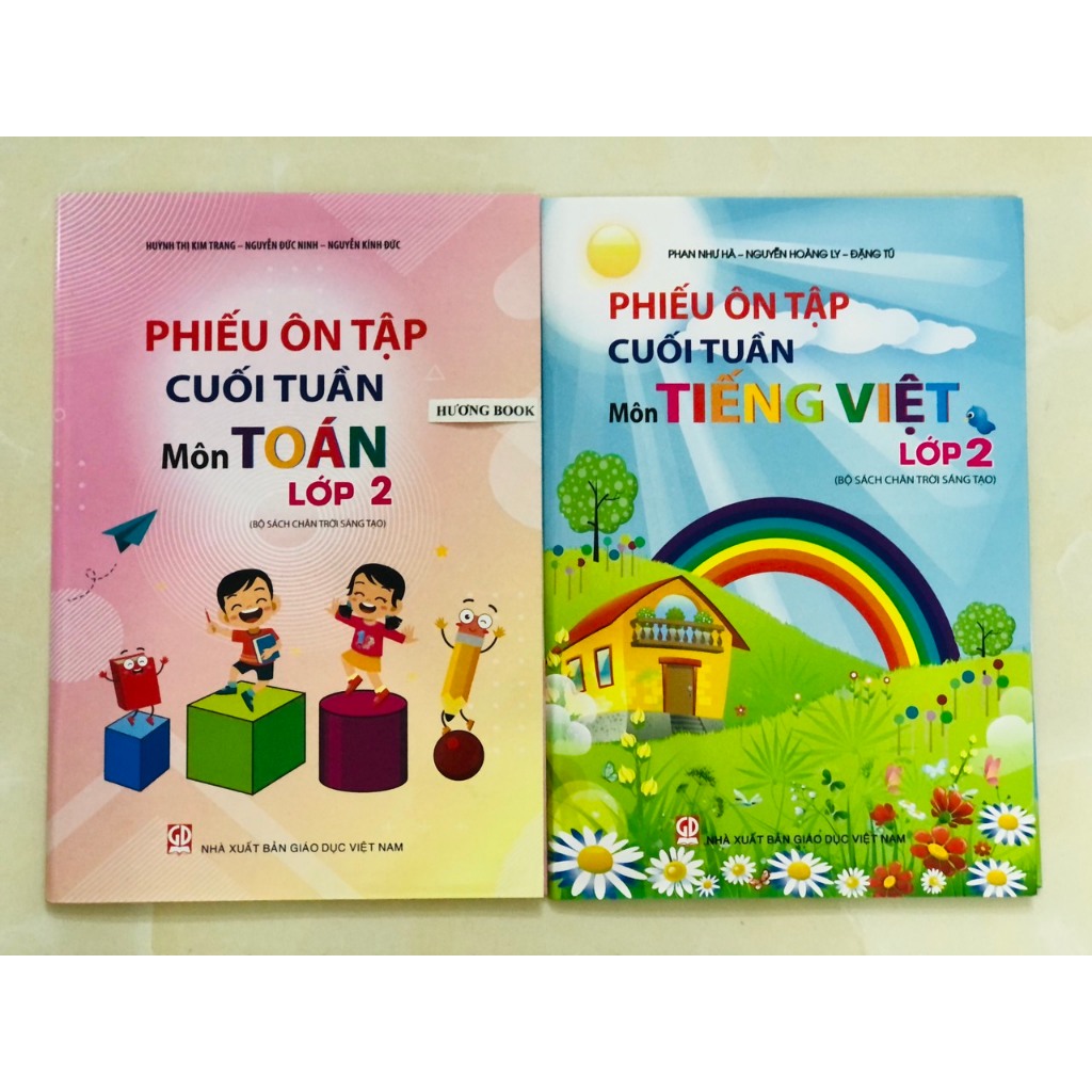 Sách - Combo 2 cuốn Phiếu ôn tập cuối tuần môn Toán +Tiếng Việt Lớp 2 - Chân Trời Sáng Tạo - GDMN