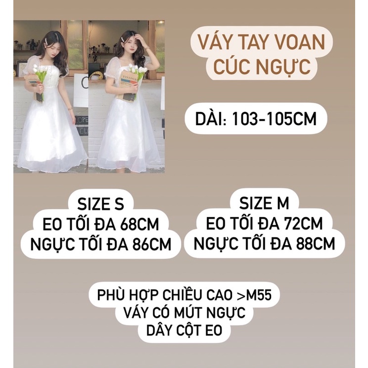 ĐẦM TRẮNG CÔNG CHÚA TAY VOAN CÚC NGỰC  VÁY DỰ TIỆC 2022