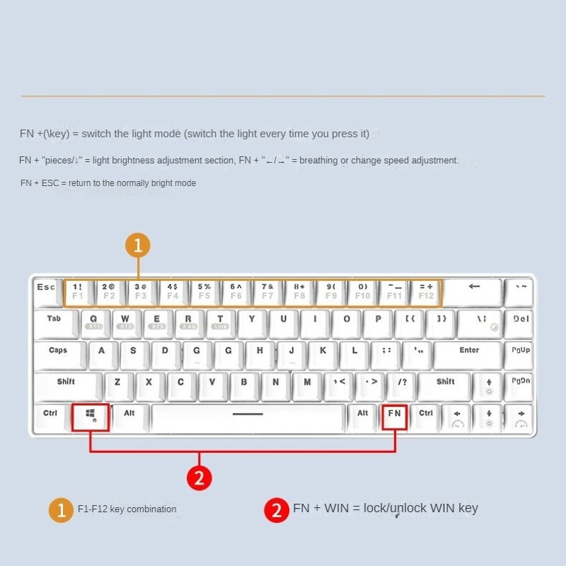 Bàn Phím Cơ không dây mini Đa kết nối RF68 White Led RGB Gaming cho máy tính