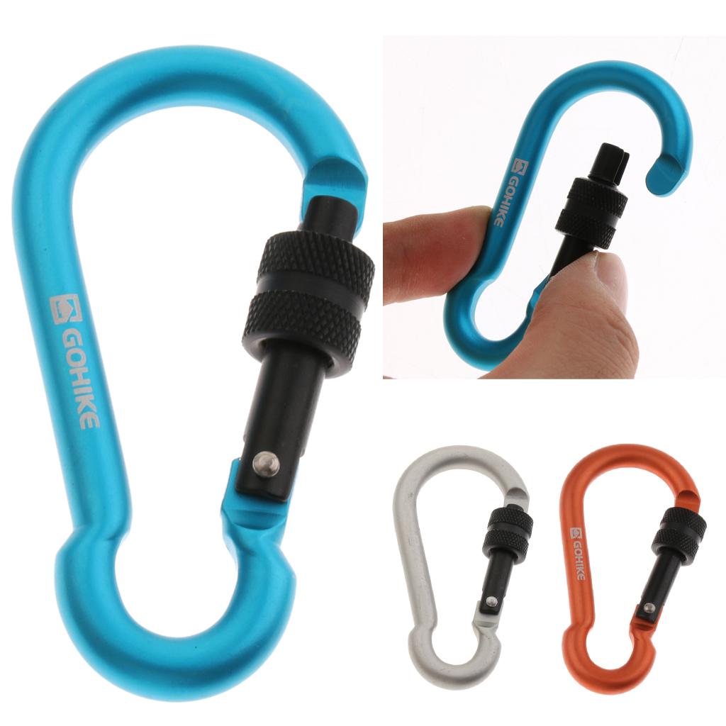 Outdoor Aluminum Alloy Climbing Screw Locking Keychain Hook golden orange