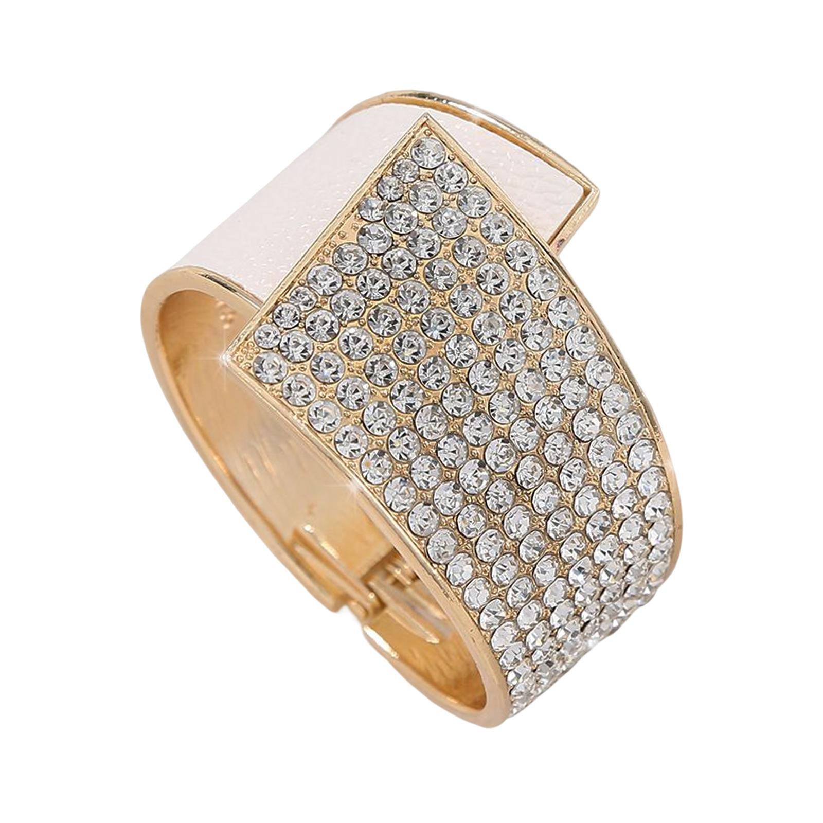 Trendy Open Bracelet Charms Rhinestones Wide Asymmetrical for Birthday