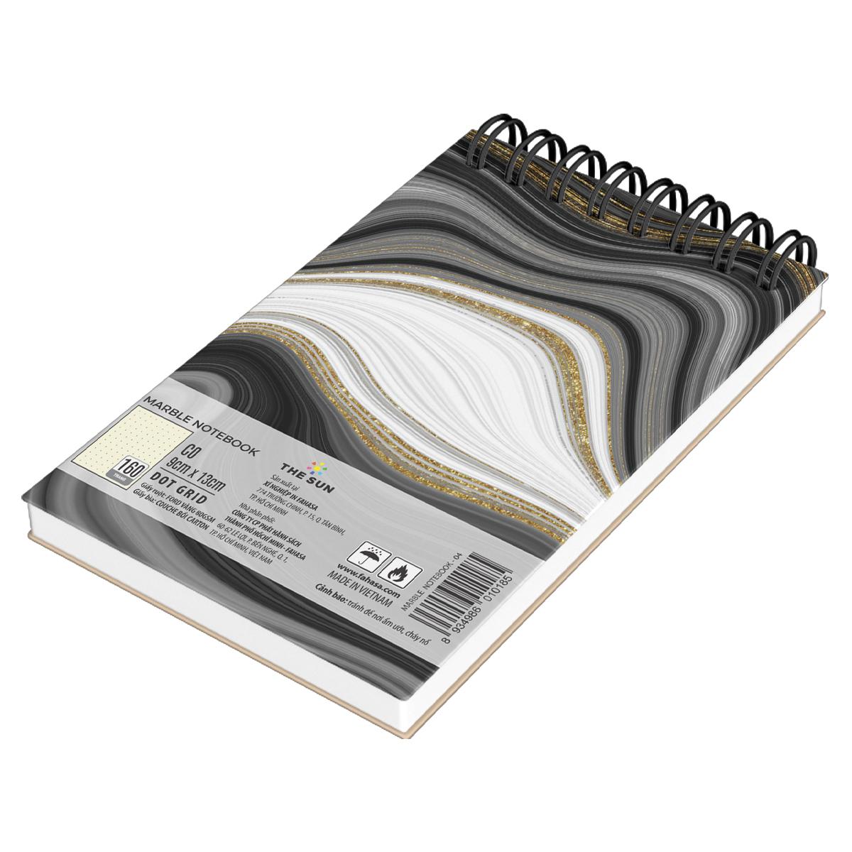 Sổ Lò Xo Bìa Cứng Marble B7 - Không Kẻ Có Chấm - 160 Trang 80gsm - The Sun 04
