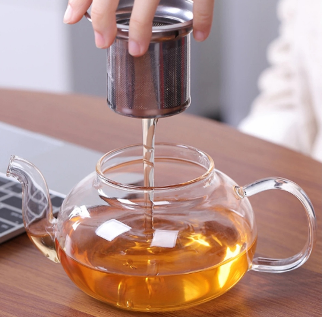 Ấm pha trà thủy tinh lõi lọc inox thủy tinh chịu nhiệt