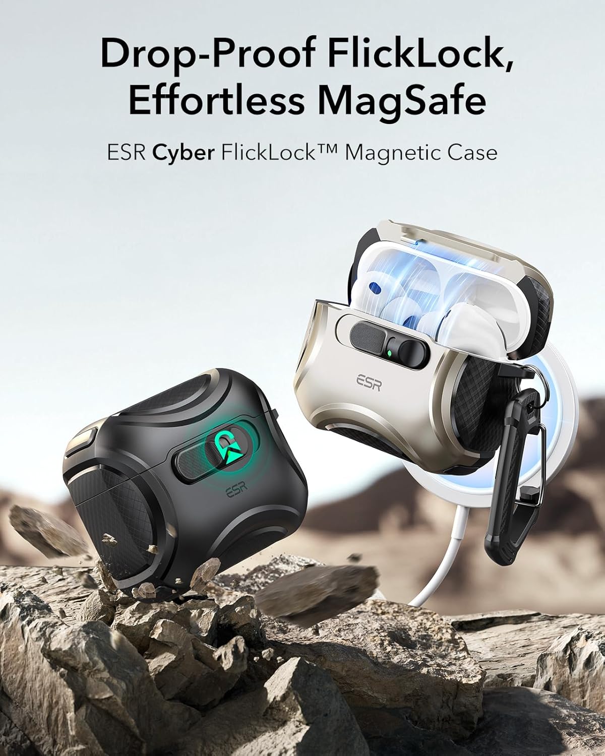 Bao Case cho Airpods Pro 3 (2025) ESR Cyber FlickLock Magnetic Case - Hàng chính hãng