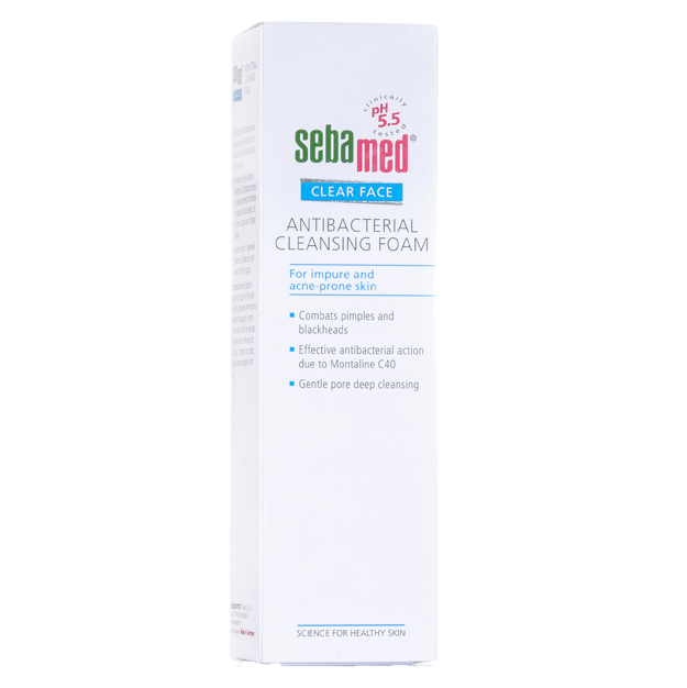 Sữa Rửa Mặt Tạo Bọt Kháng Khuẩn, hỗ trợ Trị Mụn pH5.5 Sebamed Clear Face Antibacterial Cleansing Foam SCF01A