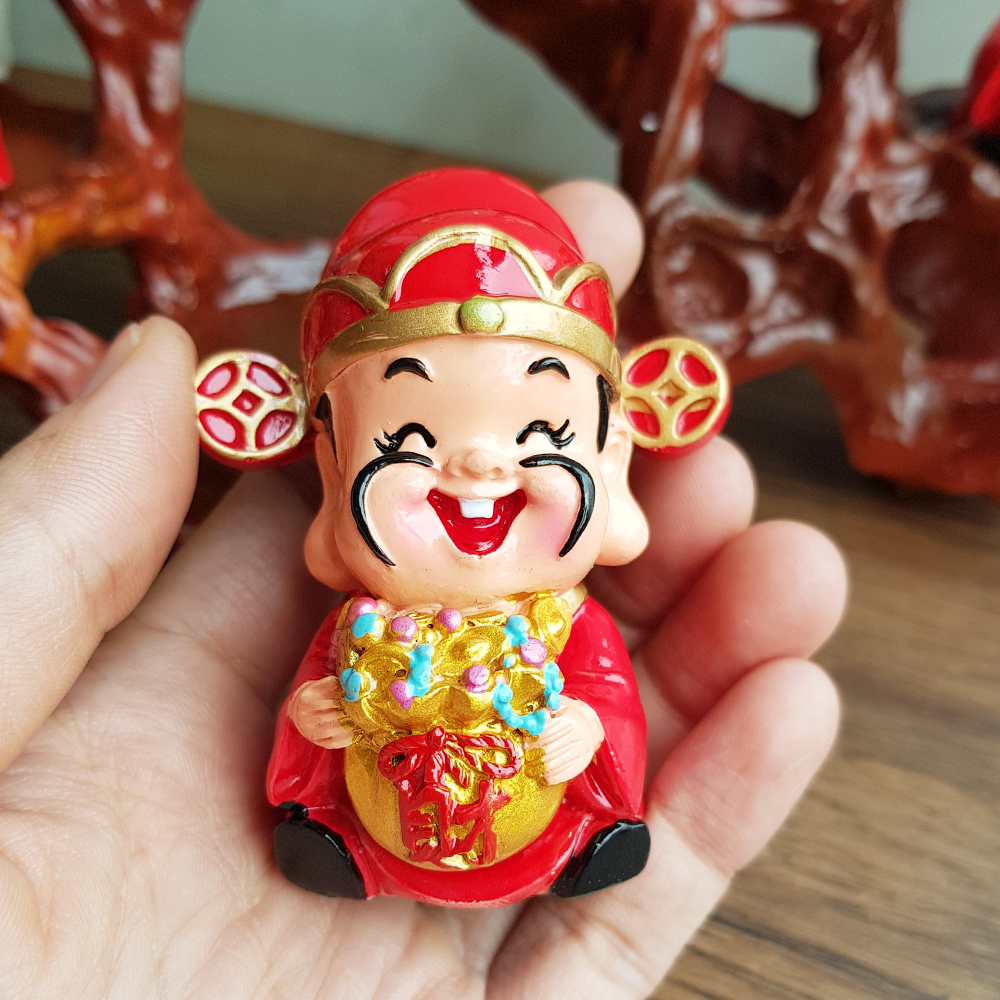 Bộ 05 tượng Ngũ Phúc Lâm Môn 7cm kèm chân đế ngang 5 ô sứ