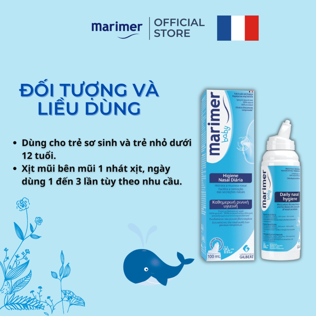 Xịt Mũi Nước Biển Sâu Marimer - Vệ Sinh Hàng Ngày Dành Cho Trẻ Sơ Sinh [100ml] - 7202C