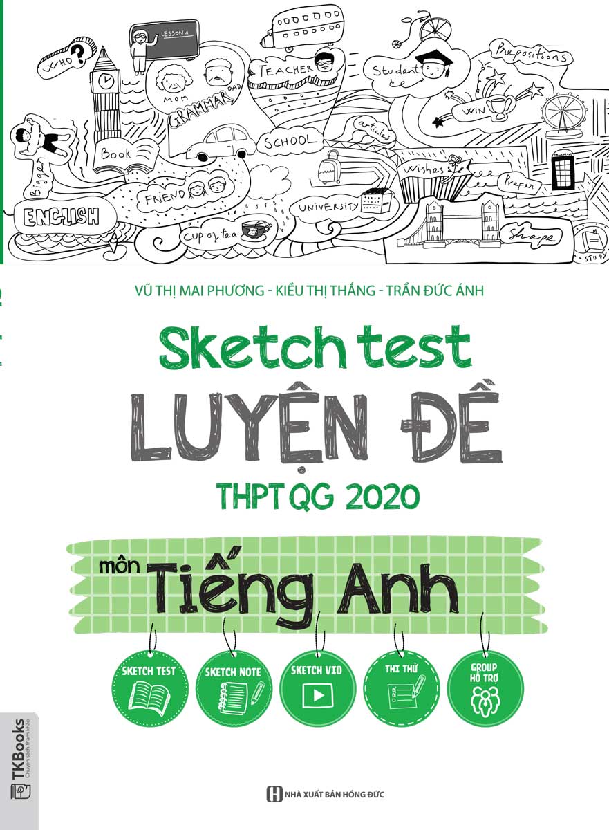 bộ 3 cuốn sách SKETCH TEST LUYỆN ĐỀ THPTQG 2020 MÔN  + VĂN +  ANH + môn toán KT