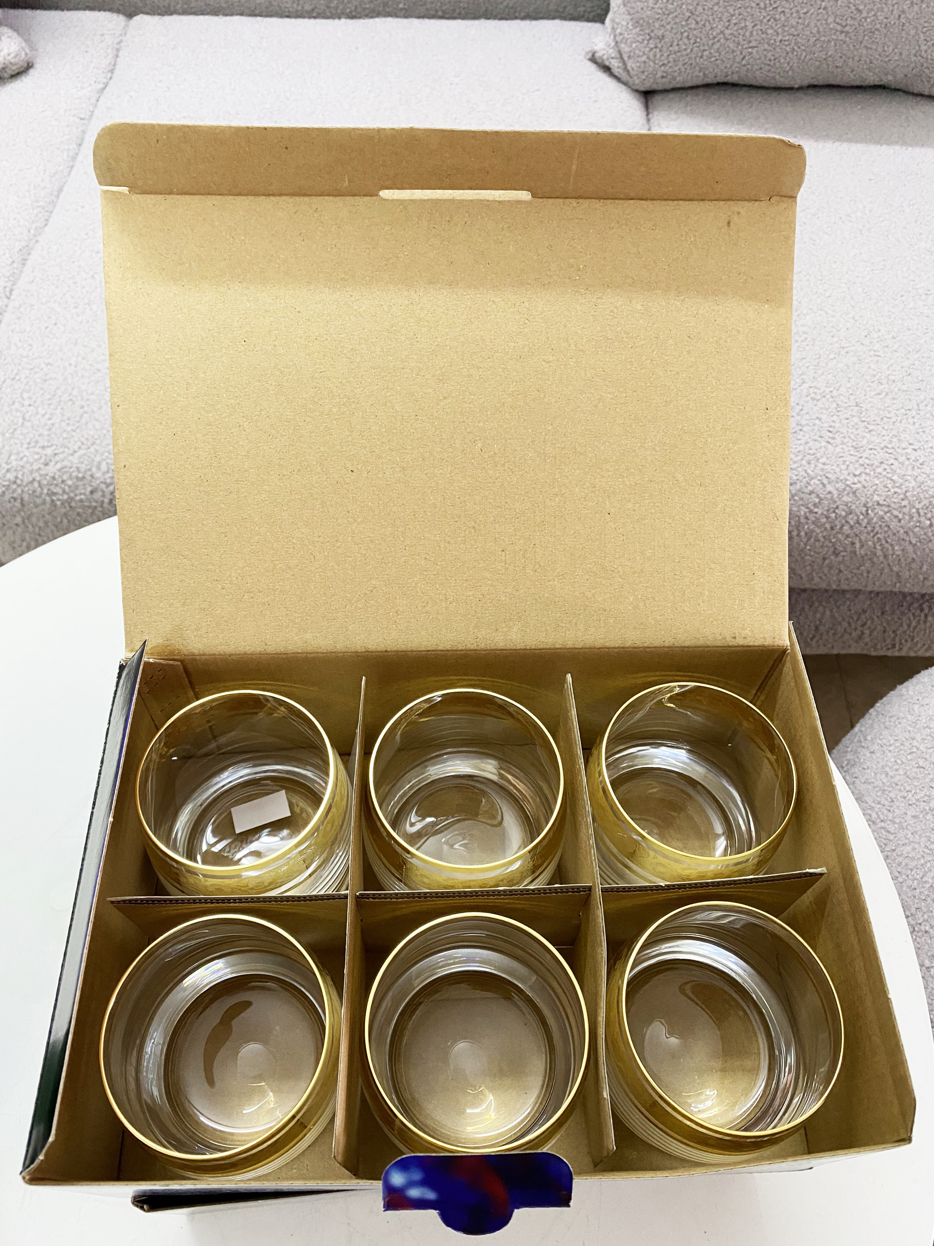 Bộ 6 ly uống whisky mạ vàng họa tiết hoa mai IDeal 230ml