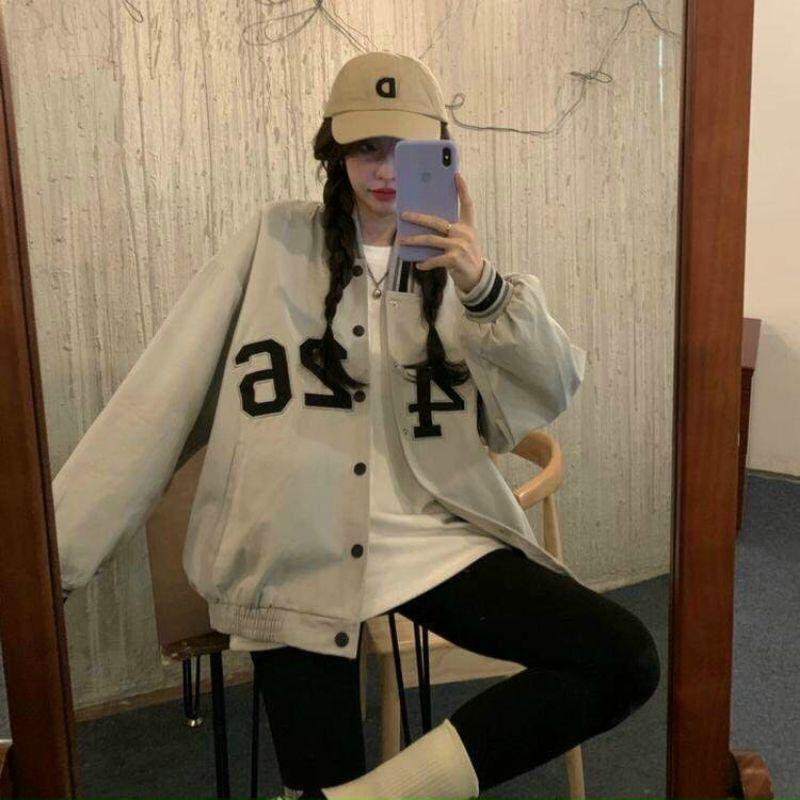 Áo khoác bomber Dù 2 lớp phom rộng thêu 5426 kiểu bóng chày phong cách ullzang unisex nam nữ thời trang teen hè