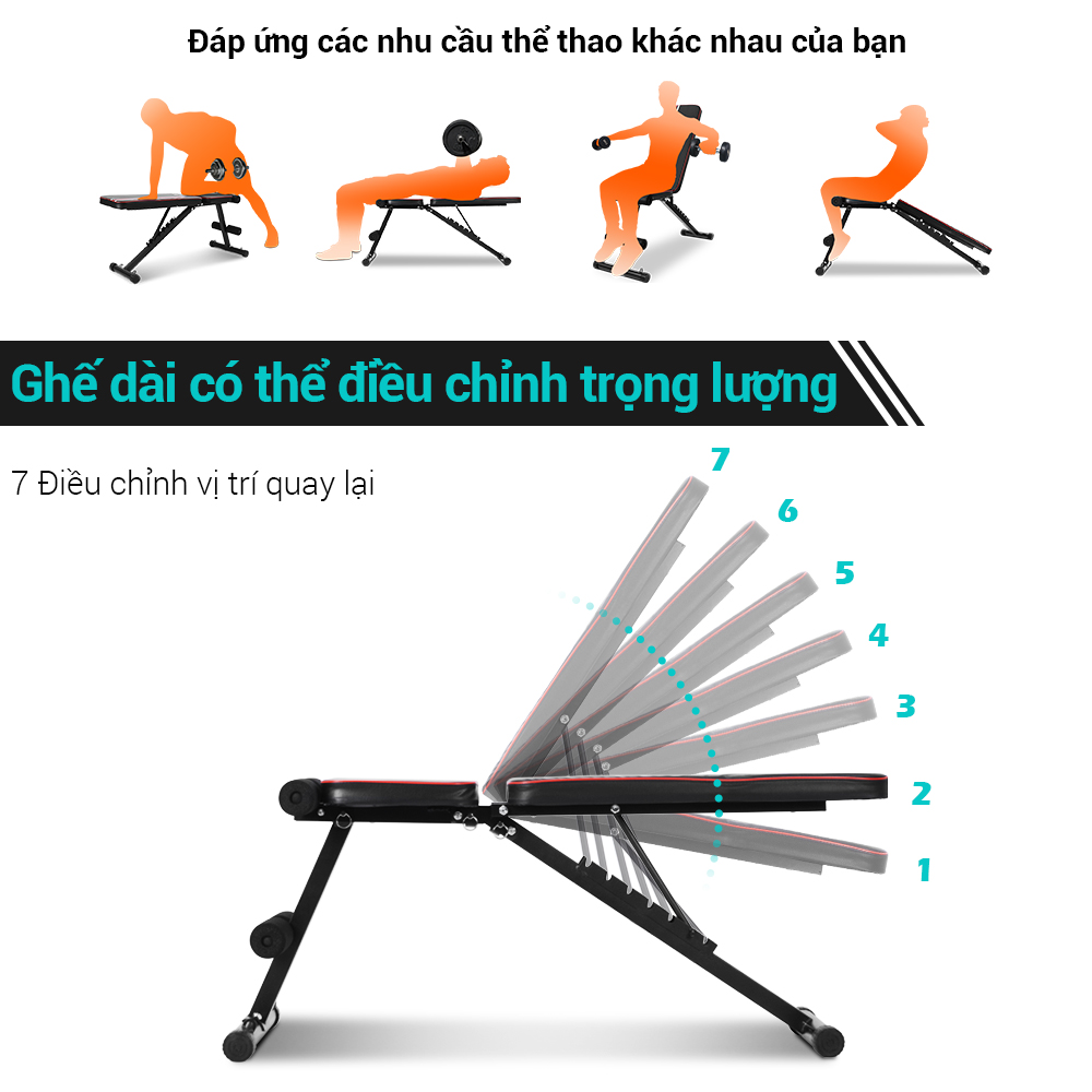 Ghế tập tạ đa năng Ghế gập bụng chống đẩy tập gym đa năng có thể gấp lại Có thể điều chỉnh OT226