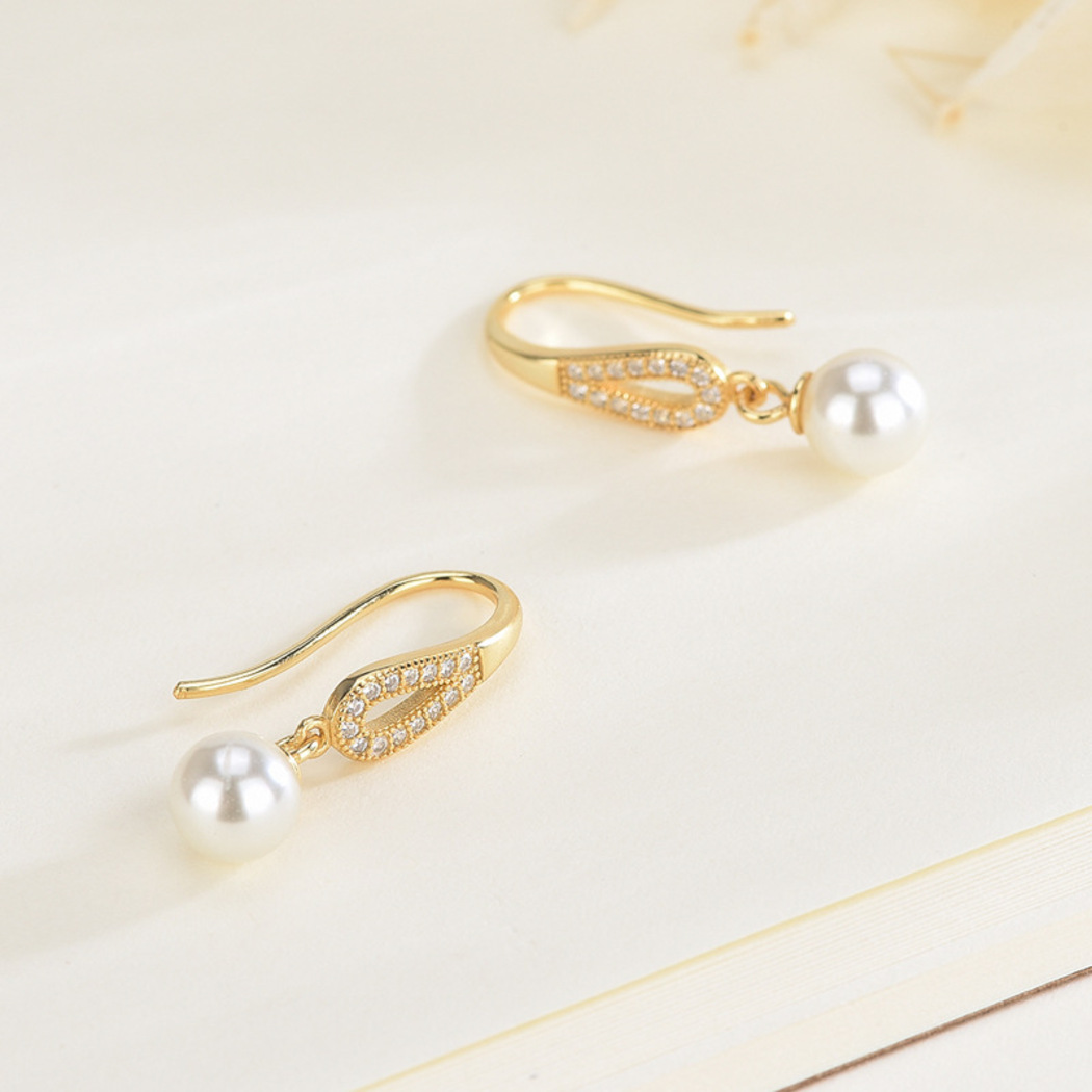 Bông Tai Ngọc Trai Nước Ngọt Thiên Nhiên Cao Cấp - Hạc Trắng - Trang Sức Cô Tấm - FlamingoPearl - CTJ0209