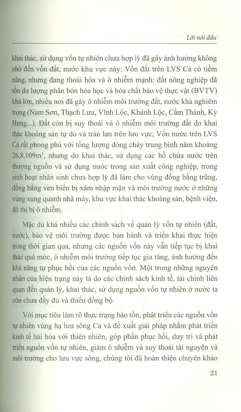 Bảo Tồn, Phát Triển Vốn Tự Nhiên Phục Vụ Phát Triển Nông Nghiệp Bền Vững Ở Hạ Lưu Sông Cả (Sách Chuyên Khảo)