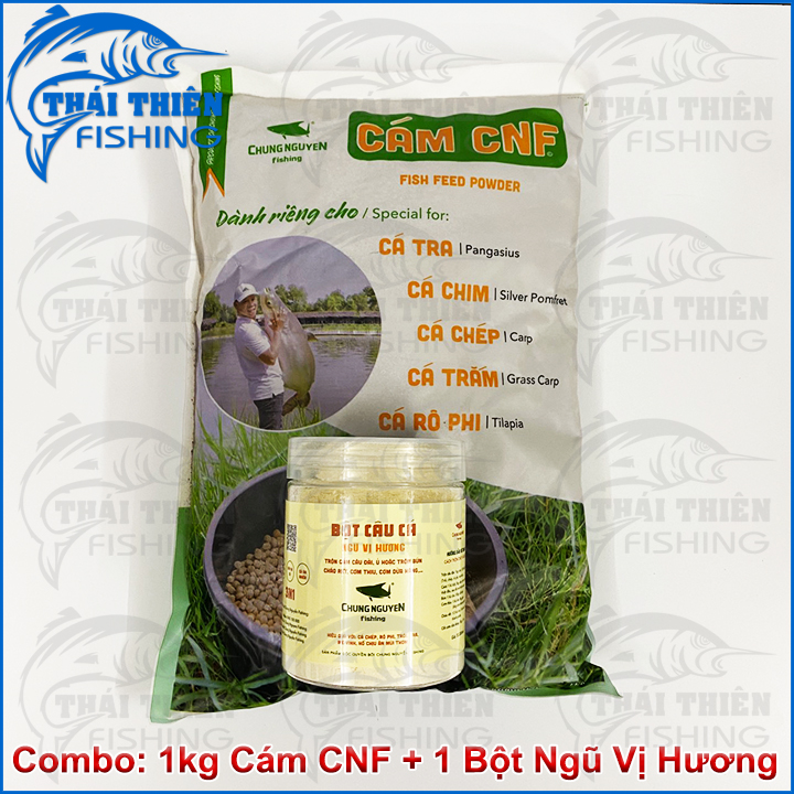 Combo 1kg Cám Câu Cá Tổng Hợp CNF, 1 Hũ Bột Câu Cá Ngũ Vị Hương Chung Nguyễn Fishing