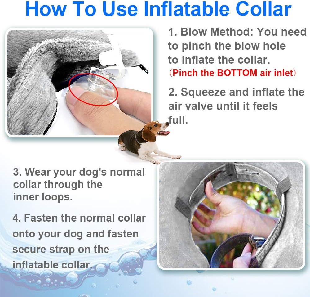 Siêu Vòng Cổ Cho Chó Bơm Hơi Bảo Vệ Cổ Cho Chó Cổ Bảo Vệ Có Thể Điều Chỉnh Cổ Thú Cưng Thoải Mái Cổ Bảo Vệ Với Khóa Dán Màu Xám L