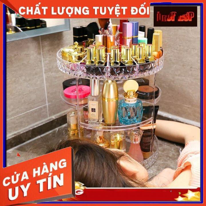 Kệ đựng mỹ phẩm , kệ để mỹ phẩm , kệ mỹ phẩm xoay 360 độ ,đựng đồ trang điểm