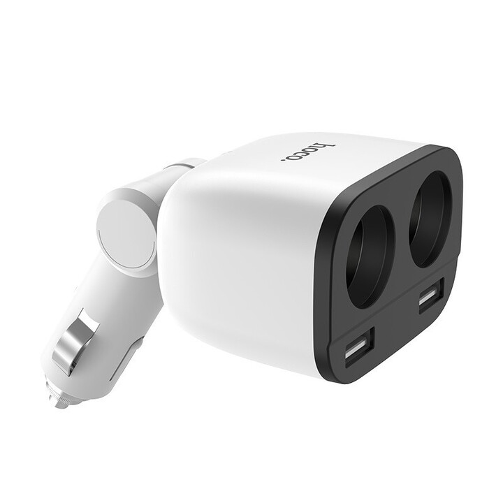 Bộ chia tẩu sạc dùng cho ô tô, xe hơi nhãn hiệu Hoco Z28 với 2 lỗ tẩu sạc kết hợp 2 cổng USB, Đầu vào: DC12 - 24V, Tổng đầu ra 2 cổng USB: DV5V/3.1A Max, Đầu ra 2 lỗ tẩu sạc: 80W Max.